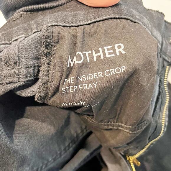 Mother High Waisted Denim The Insider Crop Step Fray Jeans Not Guilty Black 29 - Picture 2 of 11